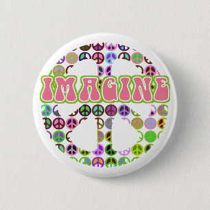 Badge Rond 5 Cm Rétro imaginez les boutons de paix