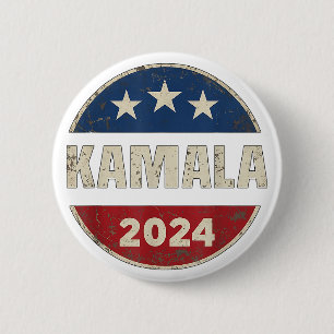 Badge Rond 5 Cm Rétro Kamala-Harris Élection Présidentielle 2024