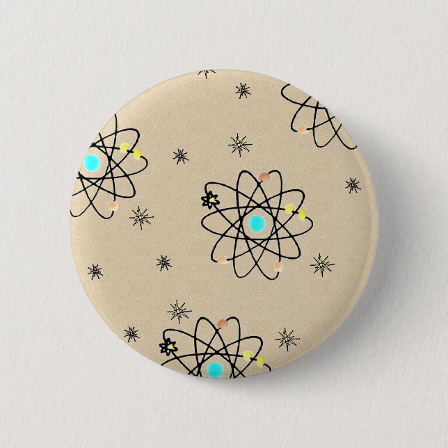 Badge Rond 5 Cm Retro les années 50 Imprimé Atomique Vêtements et  (Devant)