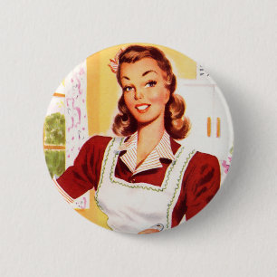 Badge Rond 5 Cm Rétro magie vintage de cuisine de les années 50 