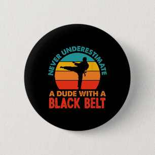 Badge Rond 5 Cm Retro Martial Arts Black Belt Karaté