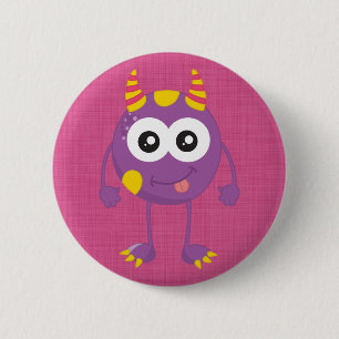 Badge Rond 5 Cm Rétro monstre pourpre mignon