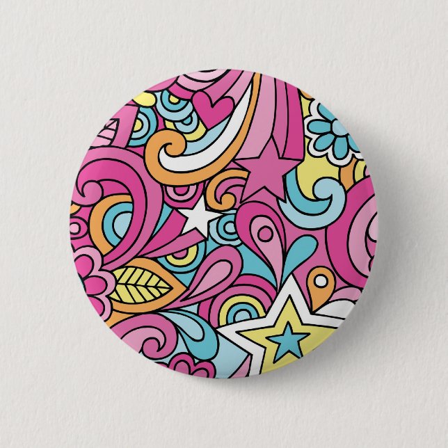 Badge Rond 5 Cm rétro motif de paix de la hippie 60s (Devant)