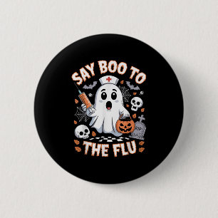 Badge Rond 5 Cm Retro Nurse Ghost Halloween Vaccine Dit Boo À