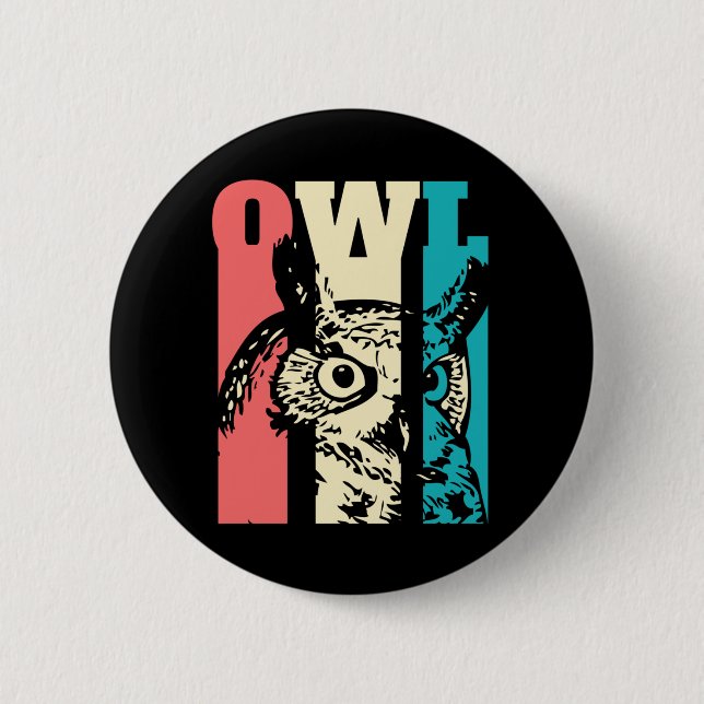 Badge Rond 5 Cm Retro Owl (Devant)