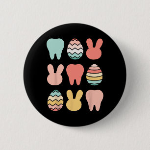 Badge Rond 5 Cm Retro Pâques Dentiste Dental Istant Oral Hygiénist