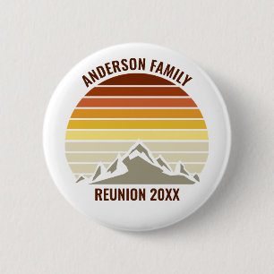 Badge Rond 5 Cm Retro personnalisé Sunset Mountain Reunion Famille