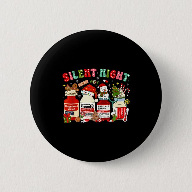 Badge Rond 5 Cm Retro Profol Silent Night Icu Nurses Funny Merry C (Devant)
