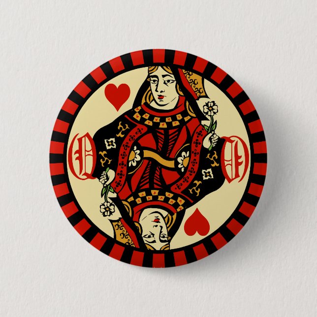 Badge Rond 5 Cm Rétro reine des coeurs (Devant)