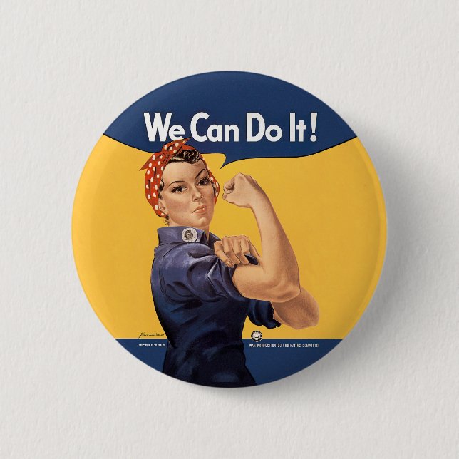 Badge Rond 5 Cm Retro Rosie Nous Pouvons Le Faire (Devant)