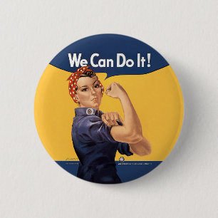 Badge Rond 5 Cm Retro Rosie Nous Pouvons Le Faire