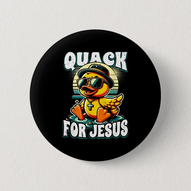 Badge Rond 5 Cm Retro Rubber Duck Christian Rubber Ducky Quacks Fo (Devant)