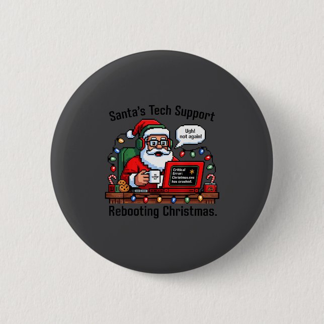 Badge Rond 5 Cm Retro s Santa Support Rebooting Tech (Devant)