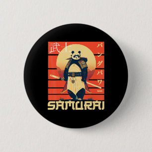 Badge Rond 5 Cm Retro Samurai Panda