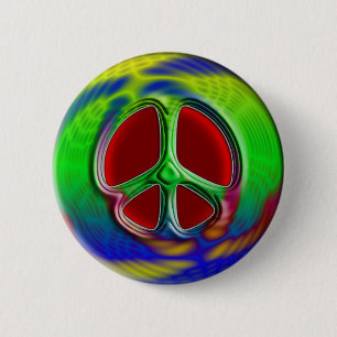 BADGE ROND 5 CM RÉTRO SIGNE DE PAIX