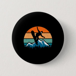 Badge Rond 5 Cm Retro Snowboarder Snowboard Hommes Femmes Garçons