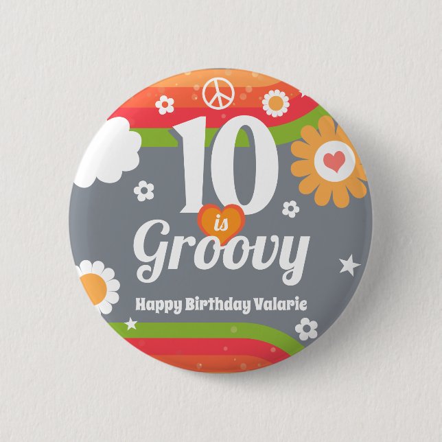 Badge Rond 5 Cm Retro Super 10e anniversaire (Devant)