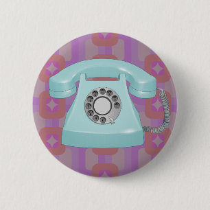 Badge Rond 5 Cm Rétro téléphone rotatoire