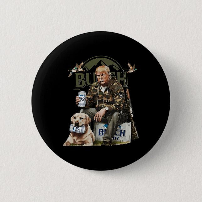 Badge Rond 5 Cm Retro Trump Chasse Deer Drôle Bière Boire (Devant)