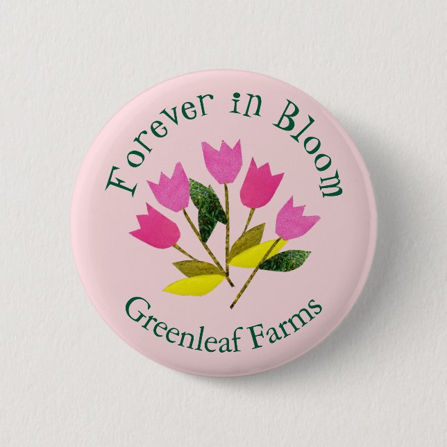 Badge Rond 5 Cm Retro Valentine's Day Tulips Business Florist (Devant)