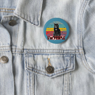 Badge Rond 5 Cm Retro Vintage Chat Noir Ew