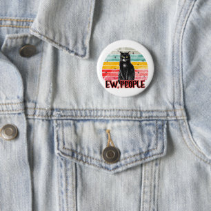 Badge Rond 5 Cm Retro Vintage Chat Noir Ew