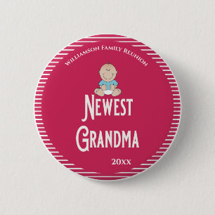 Badge Rond 5 Cm Retrouvailles familiales La nouvelle grand-mère C'