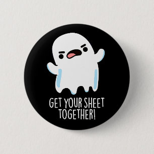 Badge Rond 5 Cm Retrouvez votre feuille ensemble Funny Ghost Pun D