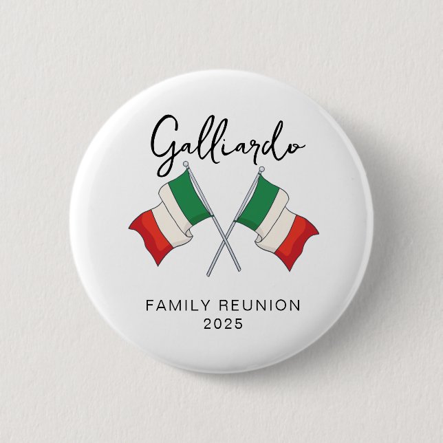 Badge Rond 5 Cm Réunion de famille au drapeau italien  (Devant)