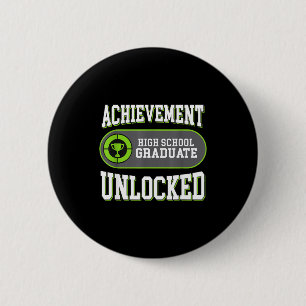 Badge Rond 5 Cm Réussite au lycée débloquée graduation de joueur 