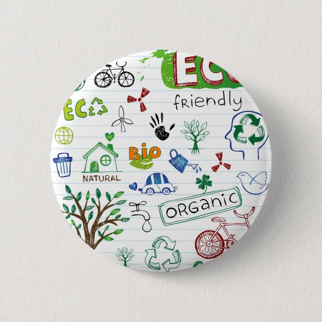 Badge Rond 5 Cm Réutilisez Eco amical (Devant)