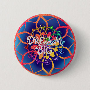 Badge Rond 5 Cm Rêve Enchantant Grande Étincelle Motivation arc-en