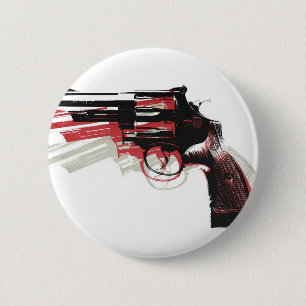 Badge Rond 5 Cm Revolver sur le blanc