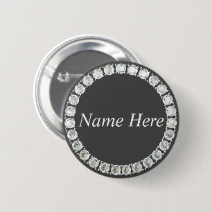 Badge Rond 5 Cm Rhinestons personnalisables gris