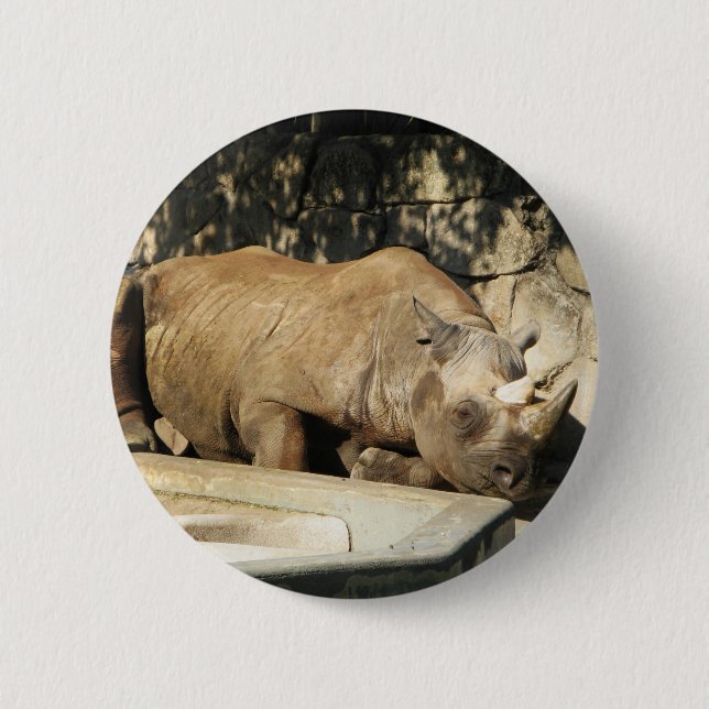 Badge Rond 5 Cm Rhino couché (Devant)