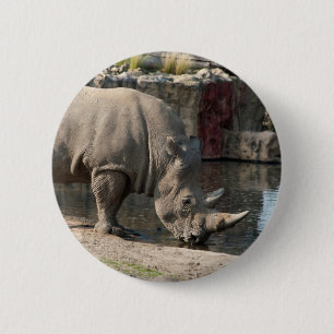 Badge Rond 5 Cm Rhinocéros
