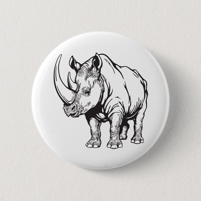 Badge Rond 5 Cm rhinocéros ou rhinocéros blancs. Afrique sauvage (Devant)