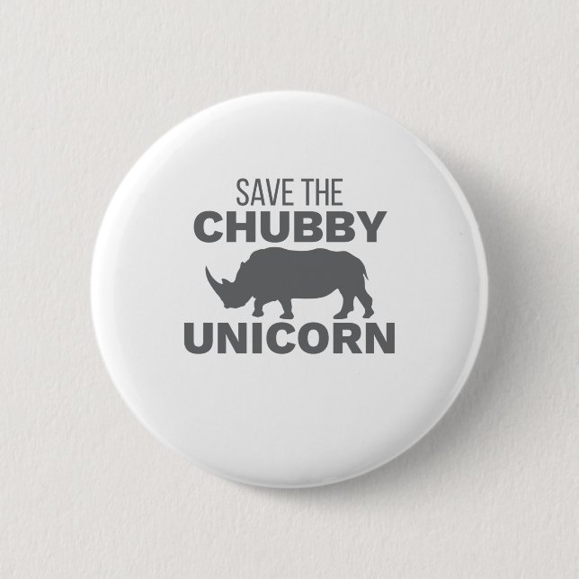 Badge Rond 5 Cm Rhinoceros Sauvez Le Louveur Du Rhin Du Chubby Uni (Devant)