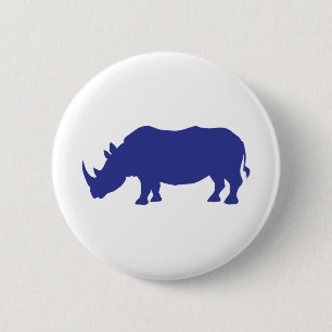 Badge Rond 5 Cm Rhinoceros Silhouette