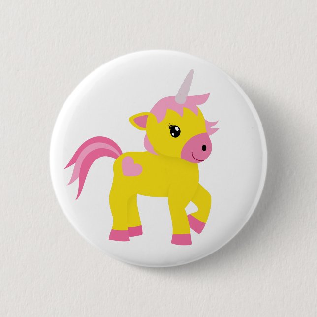 Badge Rond 5 Cm Rhubarb et Custard Unicorn (Devant)