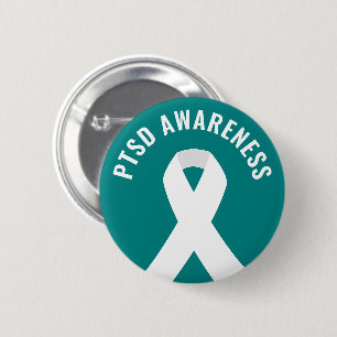 Badge Rond 5 Cm Ribbon de sensibilisation au SSPT Turquoise