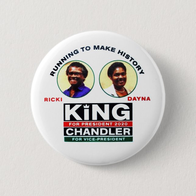 Badge Rond 5 Cm Ricki King pour le président 2020 (Devant)