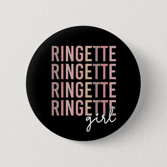 Badge Rond 5 Cm Ringette fille | Cadeaux pour Lecteur Ringette (Devant)
