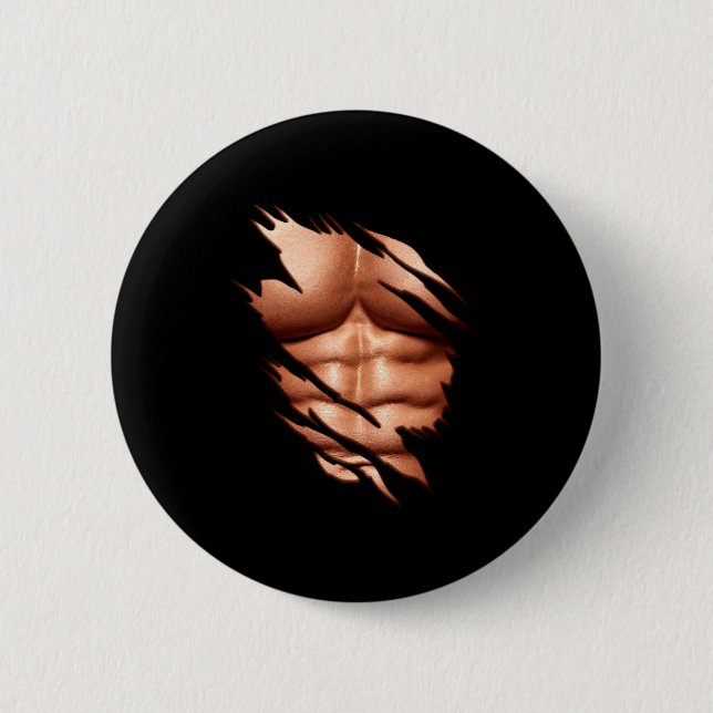 Badge Rond 5 Cm Ripped Abs Clic Funny  (Devant)