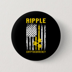 Badge Rond 5 Cm Ripple XRP US Drapeau américain Cryptomonnaie cade
