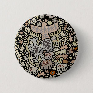 Badge Rond 5 Cm Rituel chamanique du Peyote