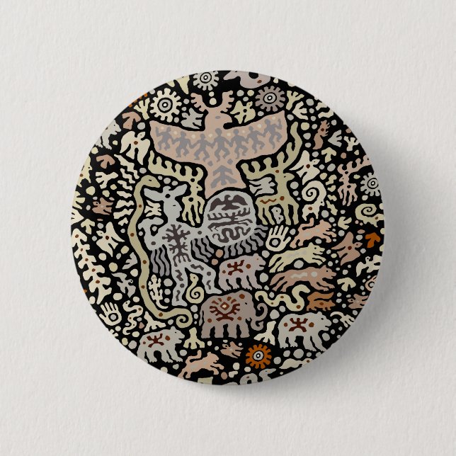 Badge Rond 5 Cm Rituel Shaman Peyote (Devant)