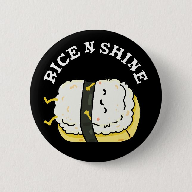 Badge Rond 5 Cm Riz Et Brillant Sushi Pun Dark BG (Devant)