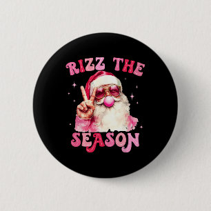 Badge Rond 5 Cm Rizz Saison Père Noël Pink Bubble Gum Rizzmas Chri