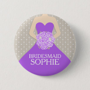 Badge Rond 5 Cm Robe pourpre de demoiselle d'honneur appelée